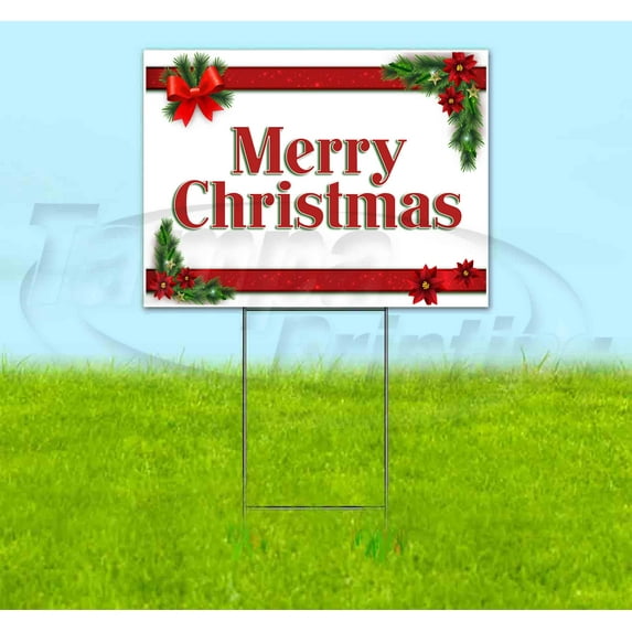 Merry Christmas (18" x 24") Yard Sign, Includes Metal Step Stake