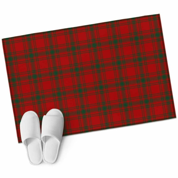 Merry Christmas 2'x3' Washable Rug, Xmas Red Green Plaid Checkered Non-Slip Soft Doormat Area Rugs for Entrance Bathroom Bedsides, Carpet for Kitchen Bedroom, Entryway Floor Mat