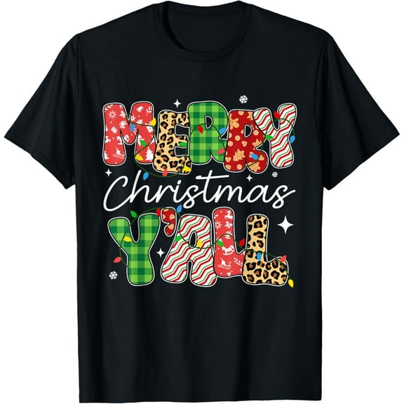 Merry Christmas 2024 Family Matching Christmas Lights Xmas T-Shirt