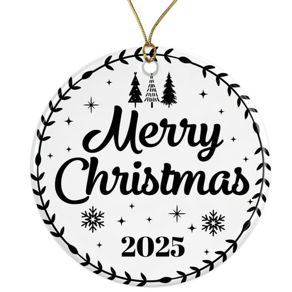 Merry Christmas 2025 Ornament - Holiday Tree Decoration - Festive Christmas Ornament - Unique Holiday Gift - Winter Decor Ceramic Ornament - 3 Inch - String Included - ORNW0326