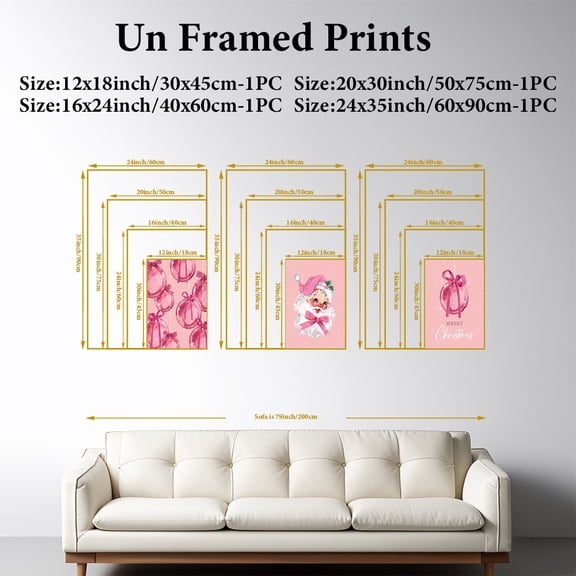 Merry Christmas 3pcs Canvas Art Set - Unframed Pink Winter Santa Painting, High Definition Giclee Print for Living Room, Bedroom, Studio, and Hallway Decor, Christmas Decor, Light Luxury, Background