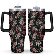 Merry Christmas 40 OZ Coffee Tumbler with Handle Stainless Steel Xmas Tree Travel Mug Modern Thermal Insulated Coffee Mug for Holiday Accessories Birthday Christmas for Mom Wife Teacher Neighbor