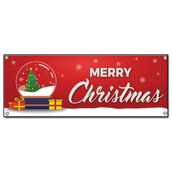 Merry Christmas | 48" X 120" Banner | Heavy Duty 13oz. Outdoor Vinyl Single Sided With Grommets | Made in The USA