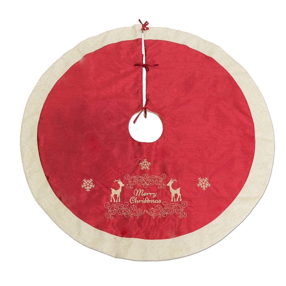 Merry Christmas 56 in. Red Christmas Tree Skirt