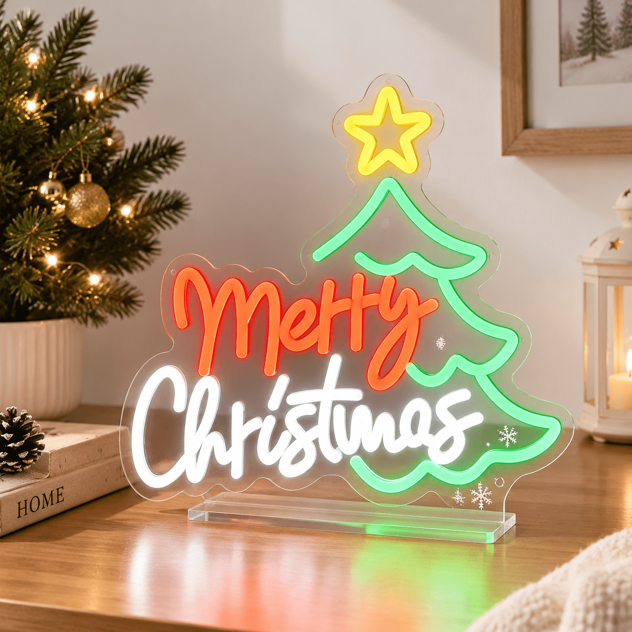 Merry Christmas 8 Neon Sign Dimmable LED Holiday Wall Art for Home ...
