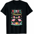thumbnail image 1 of Merry Christmas & A Happy New Year Fireworks Flamingo Lover T-Shirt (Men's, Women's), 1 of 4