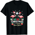thumbnail image 1 of Merry Christmas & A Happy New Year Fireworks Flamingo Lover T-Shirt (Men's, Women's), 1 of 4