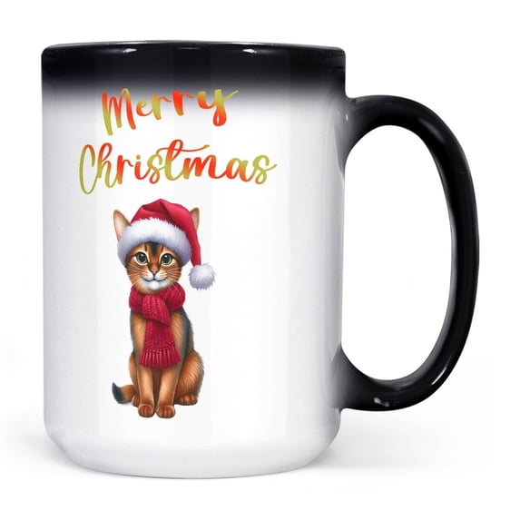 Merry Christmas Abyssinian Enjoys Catmas Winter Xmas Holiday Heat Color Changing Mug Cat Lover Kitten Owner Gifts Magic Coffee Mug - 02022