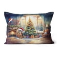 thumbnail image 1 of Merry Christmas Abyssinian Santa Hat Xmas Tree Winter Holiday Pillow Cushion Double Sided Cat Lover Kitten Owner Gifts Throw Pillow - 01013, 1 of 4