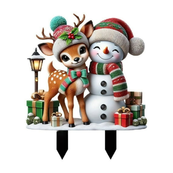 Merry Christmas Acrylic Garden Sign – Cute Snowman Yard Decoration with Stake for Outdoor Flower Pot, Patio, Lawn & Holiday Décor