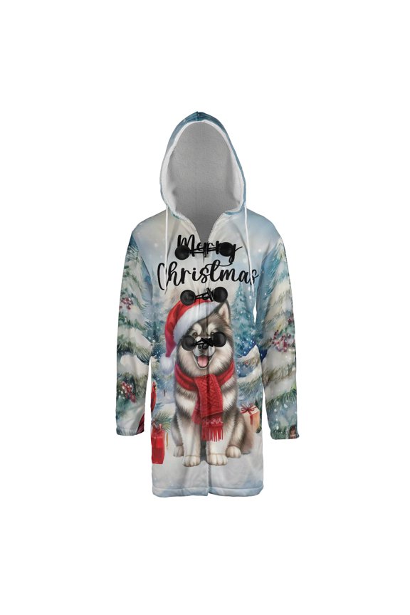 Merry Christmas Alaskan Malamute Enjoys Woofmas Winter Xmas Holiday All Over Print 3D Hooded Duffle Toggle Coat Alaska Mal Dog Lovers Gifts - 02022