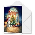 thumbnail image 1 of Merry Christmas Alaskan Malamute Santa Hat Xmas Tree Winter Holiday 5x7in Folded Greeting Card Alaska Mal Dog Lovers Gifts Single Note Card with Envelope - 01013, 1 of 5