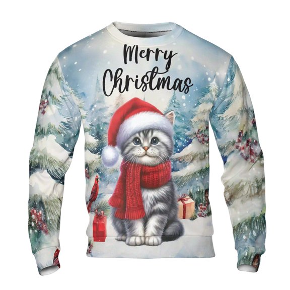 Merry Christmas American Shorthair Enjoys Catmas Winter Xmas Holiday All Over Print 3D Sweatshirt Unisex Merch Cat Lover Kitten Owner Gifts - 02022