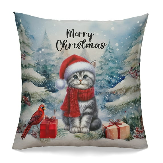 Merry Christmas American Shorthair Enjoys Catmas Winter Xmas Holiday Pillowcase Double Sided Cat Lover Kitten Owner Gifts Pillow Case Covers - 02022