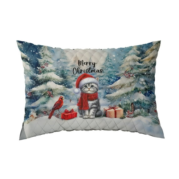 Merry Christmas American Shorthair Enjoys Catmas Winter Xmas Holiday Quilt Pillowcase Cat Lover Kitten Owner Gifts Throw Pillow Cover Bed Home Decor - 02022