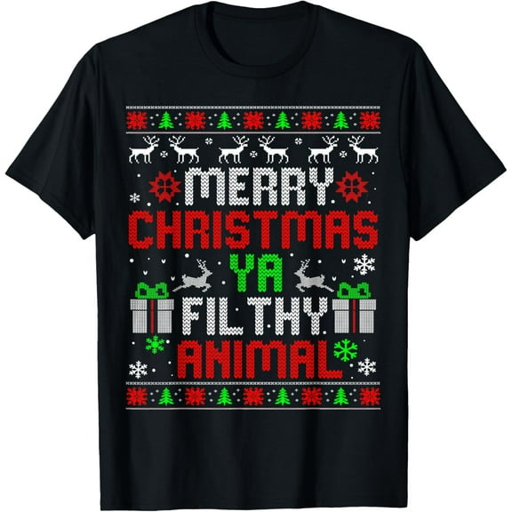 Merry Christmas Animal Filthy Ya Xmas Family Pajama T-Shirt