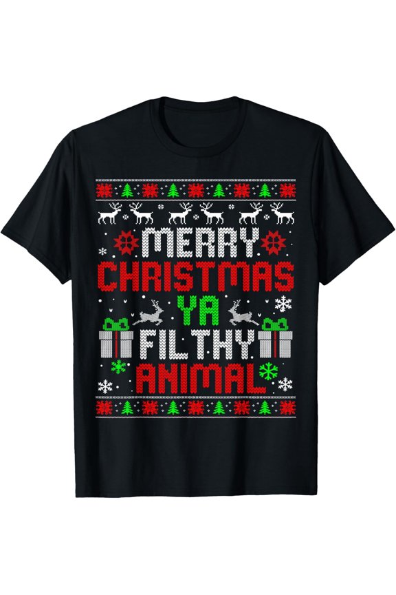 Merry Christmas Animal Filthy Ya Xmas Family Pajama T-Shirt