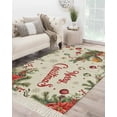thumbnail image 1 of Merry Christmas Area Rug 3x5 Rug with Tassel Woven Cotton Entryway Rugs Washable Bedroom Rugs Aesthetic Nursery Carpet Red Poinsettia Xmas Tree Snowflake Winter Rustic Floor Mat for Laundry Room, 1 of 5