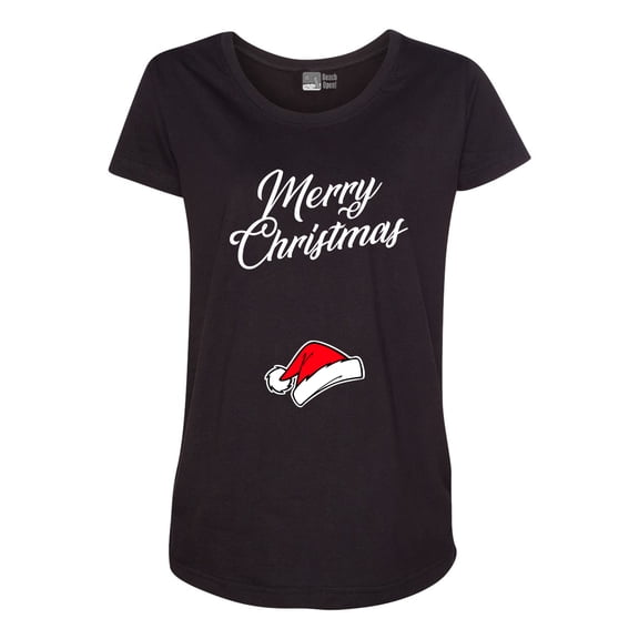 Merry Christmas Baby Hat Pregnancy Expectant Mom Funny Maternity DT T-Shirt Tee
