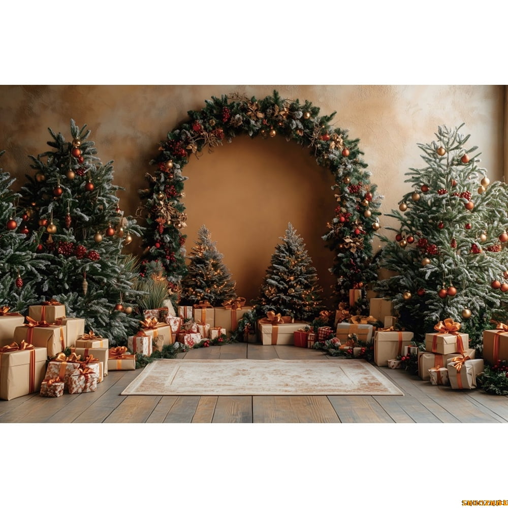 Merry Christmas Backdrop for Photography Winter Christmas Tree Wreath ...