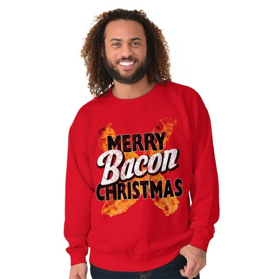 Merry Christmas Bacon Meat Lover Unisex Plus Fleece Graphic Sweatshirt Brisco Brands 3X