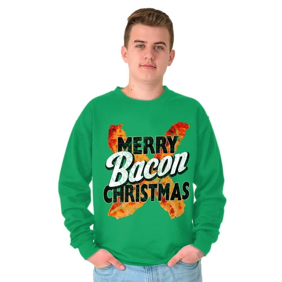 Merry Christmas Bacon Meat Lover Unisex Plus Fleece Graphic Sweatshirt Brisco Brands 2X