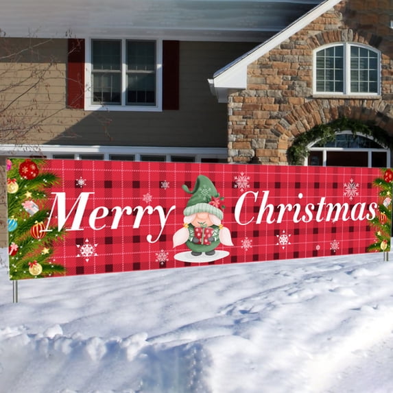 Merry Christmas Banner Large 19.68x98.42in Yard Signs Decorations for Indoor Outdoor Party Supplies Hanging Welcome Home Decor