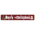 thumbnail image 1 of Merry Christmas Banner, Large Xmas Sign Banner with Gnome Santa Claus Snowman Xmas Tree Pattern for Outdoor Indoor Party Hanging Decorations Supplies 9.8x1.6ft (Red Buffalo Plaid), 1 of 8