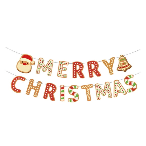 Merry Christmas Banner, White Cardboard Letters With String, Party Backdrop Decoration For Holiday Theme Events