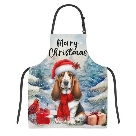 Merry Christmas Basset Hound Enjoys Woofmas Winter Xmas Holiday Apron Bassets Dog Breed Lovers Gifts Idea for Cooking Grilling Baking Painting Gardening - 02022
