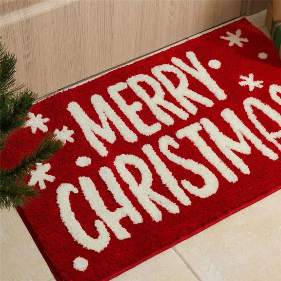 Merry Christmas Bathroom Rugs Red Christmas Bath Mat