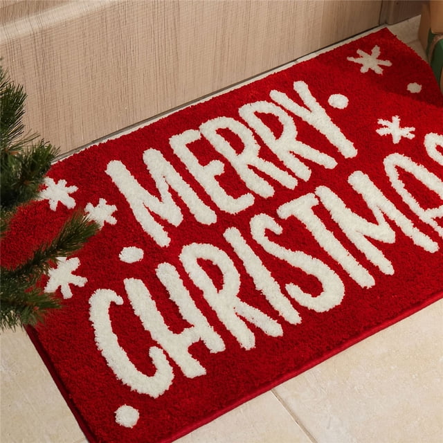 Merry Christmas Bathroom Rugs Red Christmas Bath Mat - Walmart.com