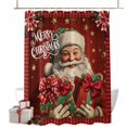 thumbnail image 1 of Merry Christmas Bathroom Shower Curtain Santa Claus Gift Stars Red Plaid Waterproof Washable Shower Curtains for Bathtub Bath Decor with Grommets and Hook 36 X 72 Inch, 1 of 8