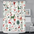 thumbnail image 1 of Merry Christmas Bathroom Shower Curtain Winter Cartoon Elk Snowflakes Red Green Xmas Pattern Shower Curtain Waterproof Durable Holiday Home Decor Shower Curtain with Hooks, 72x84 Inch, 1 of 6