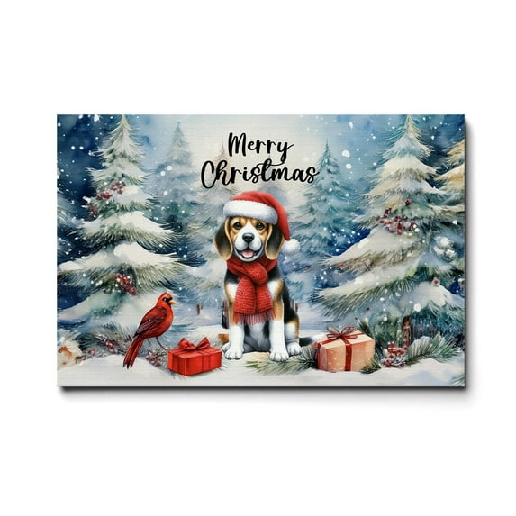 Merry Christmas Beagle Enjoys Woofmas Winter Xmas Holiday Horizontal Matte Canvas Poster Beagles Dog Lover Gifts Idea Wall Art Home Decor - 02022