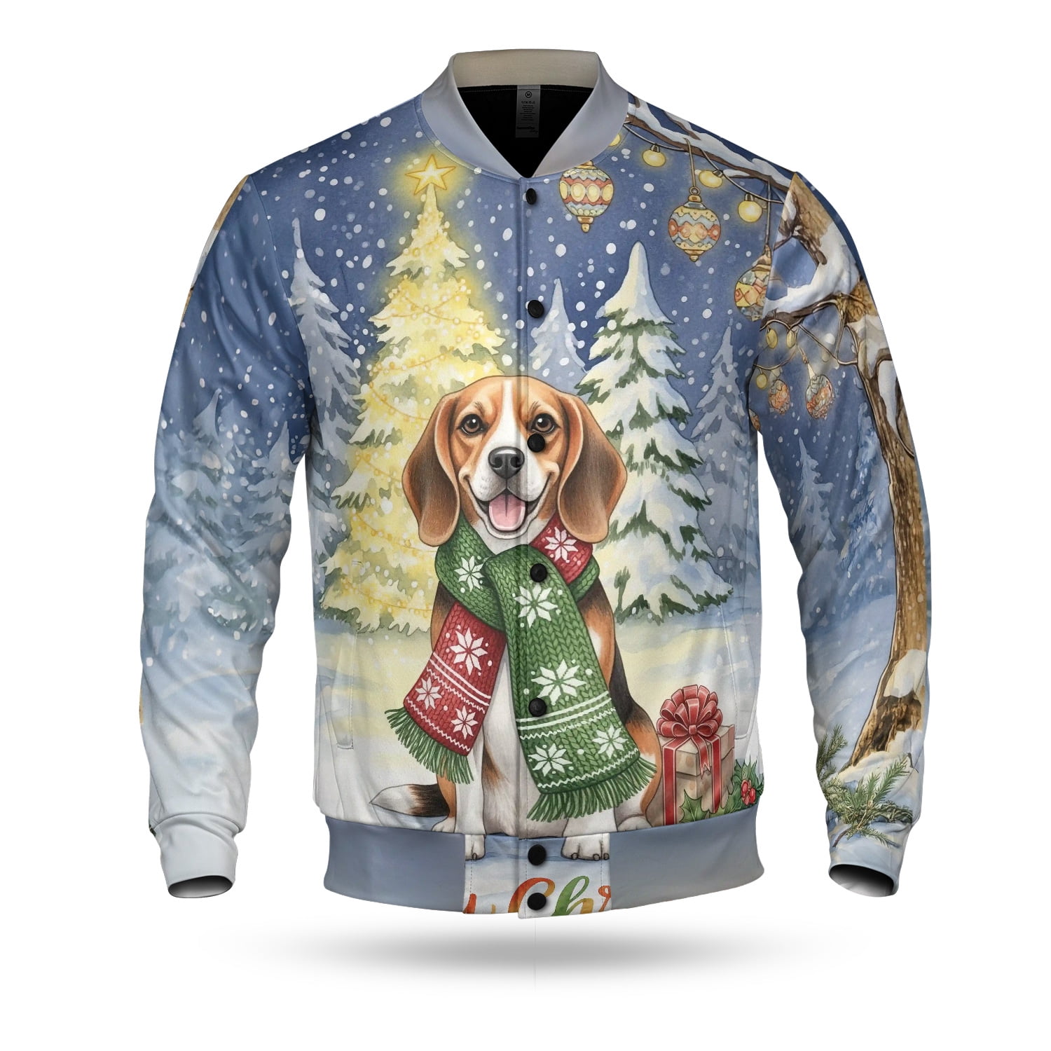 Merry Christmas Beagle Snowy Winter with Gifts Tree Decorations All ...