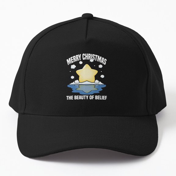 Merry Christmas Beauty of Belief Baseball Hat, Holiday Faith Inspiration Design, Classic Cap