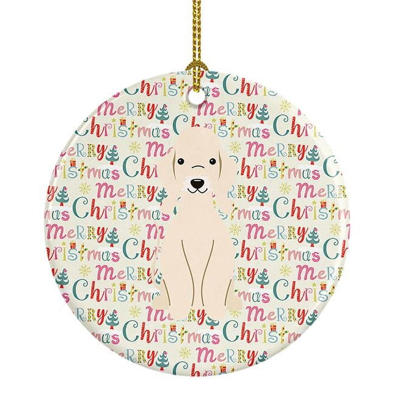 Merry Christmas Bedlington Terrier Sandy Ceramic Ornament 2.8 in x 2.8 in