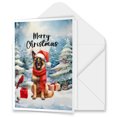 thumbnail image 1 of Merry Christmas Belgian Malinois Enjoys Woofmas Winter Xmas Holiday 5x7in Folded Greeting Card Sheepdog Dog Lover Gifts Single Note Card with Envelope - 02022, 1 of 5
