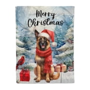 Merry Christmas Belgian Malinois Enjoys Woofmas Winter Xmas Holiday Cozy Fleece Blanket Sheepdog Dog Lover Gifts Warm Soft Throw Blanket - 02022