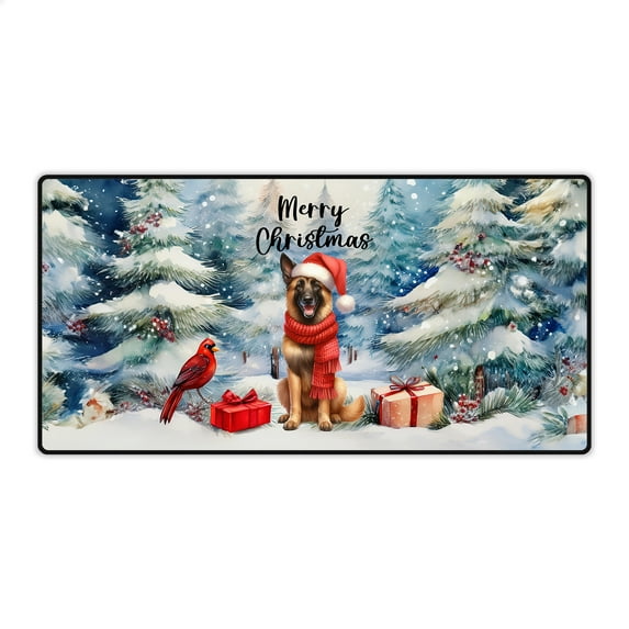 Merry Christmas Belgian Malinois Enjoys Woofmas Winter Xmas Holiday Desk Mat Full Keyboard Mouse Pad Sheepdog Dog Lover Gifts Large Mousepad - 02022