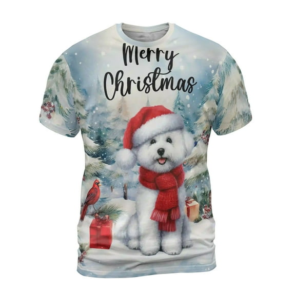 Merry Christmas Bichon Frise Enjoys Woofmas Winter Xmas Holiday All Over Print 3D Shirt Unisex Merch Bichons Dog Lovers Gifts Idea - 02022