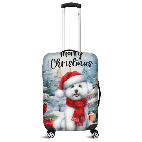 Merry Christmas Bichon Frise Enjoys Woofmas Winter Xmas Holiday Travel Luggage Cover Bichons Dog Lovers Gifts Idea Suitcase Dust Protective Decor - 02022