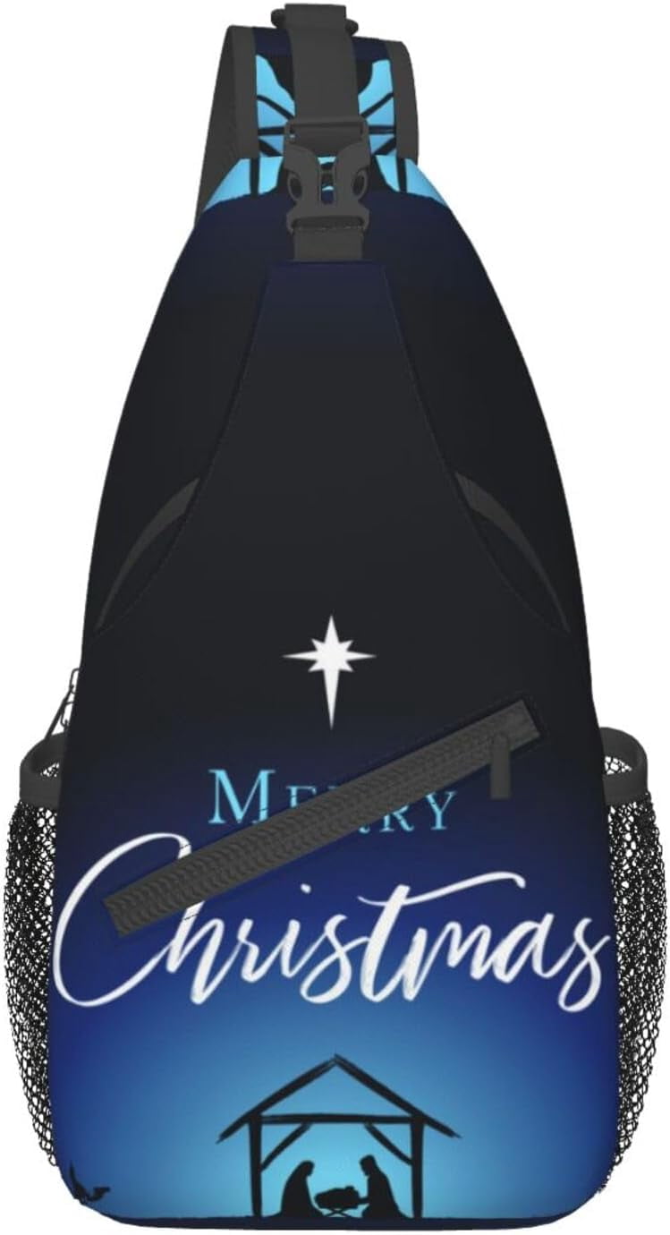 Merry Christmas Birth Christ Sling Bag Crossbody Hiking Travel Chest Bags Backpack Shoulder Daypack for Women Men