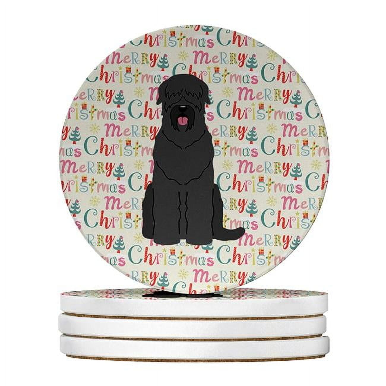 Merry Christmas Black Russian Terrier Large Sandstone Coasters Pack of 4 4 in x 4 in
