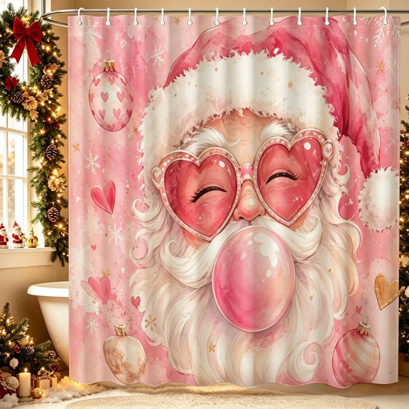 Merry Christmas Black Script Lettering Shower Curtain, Polyester,70.8x70.8 inch, Family Gathering, Commercial Layout, Holiday Background