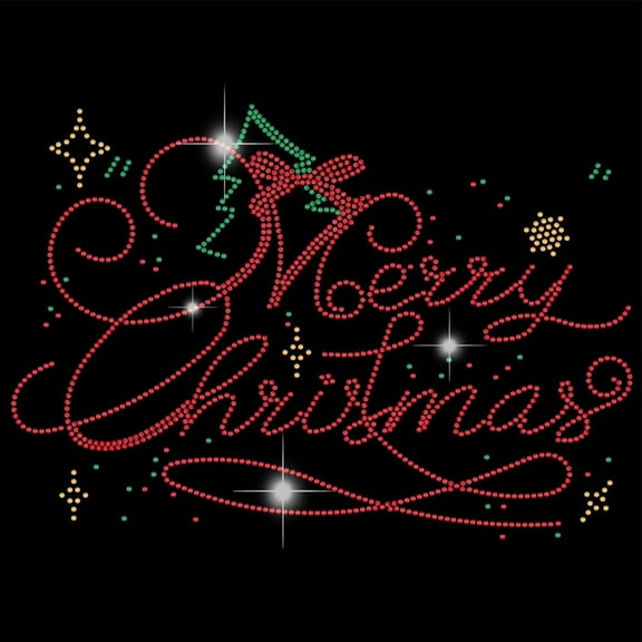 Merry Christmas Bling Rhinestone Transfers Patches Iron on Hotfix Transfer Christmas Tree Stars Decal Gorgeous Heat Transfer Applique Christmas Decorative Designs for DIY