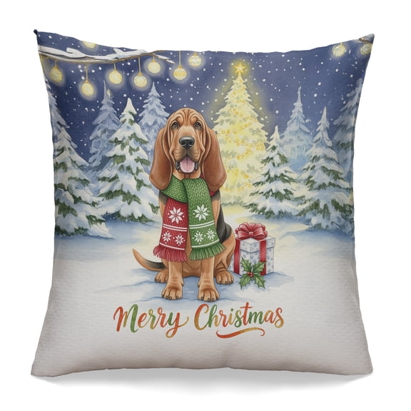 Merry Christmas Bloodhound Snowy Winter with Gifts Tree Decorations Pillowcase Double Sided Dog Lover Pillow Case Covers - 12020
