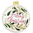 thumbnail image 1 of Merry Christmas Blown Glass Ornament - European Mouth-Blown Clear Frosted Glass Ball, 1 of 4