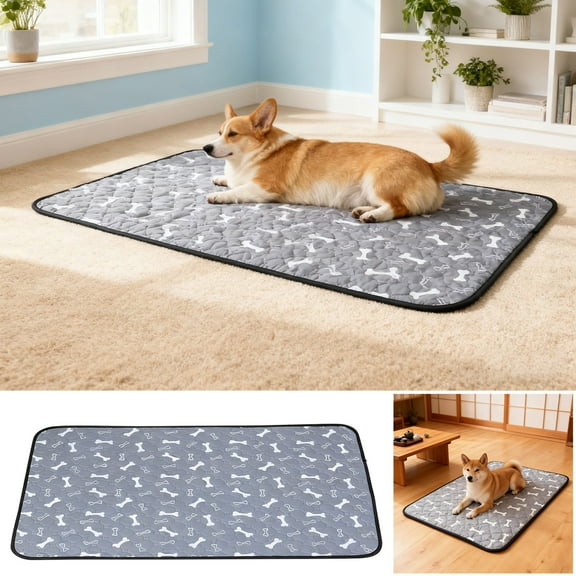 Merry Christmas! Bone Shaped Pet Pee Pad (14x20 Inch) - Washable Reusable Design, Absorbent Waterproof, Perfect Dog Training Pad & Cat Urine Pad